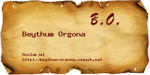 Beythum Orgona névjegykártya